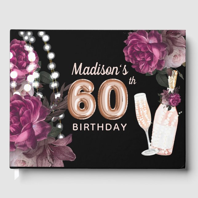 Libro De Visitas Rosa  personalizado de lujo (Anverso)