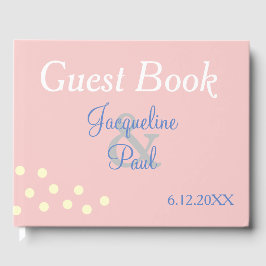 Libro De Visitas Rosa Polka Azul Dots Heart Boda