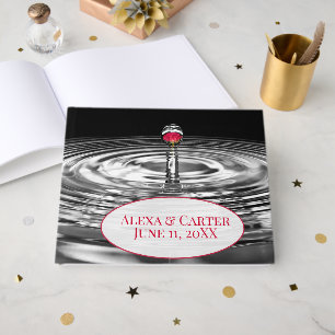 Libro De Visitas Rosa Roja de Boda en Gota de Agua