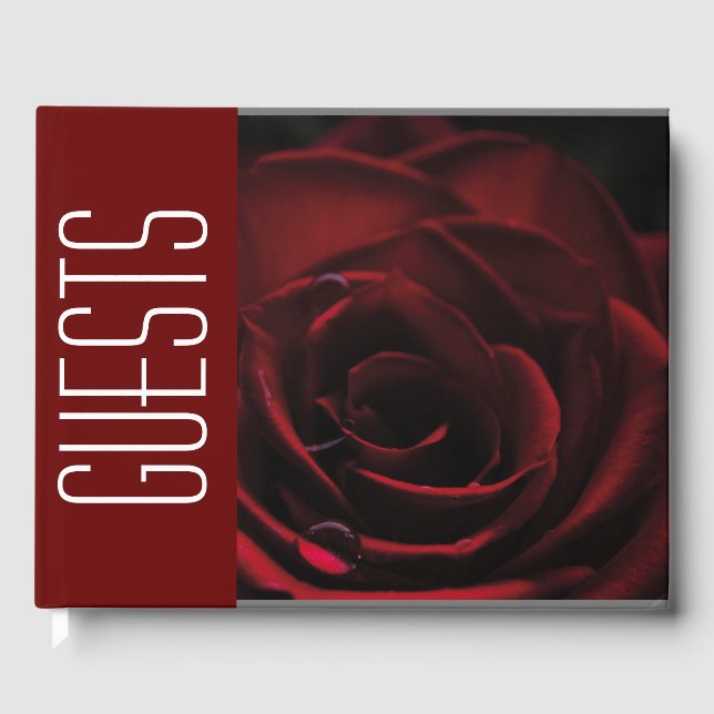 Libro De Visitas ROSA ROJA floral personalizada (Anverso)