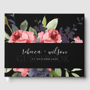LIBRO DE VISITAS ROSA ROSA ROSA NEGRA EUCALYPTUS FLORA BODA DE COLO