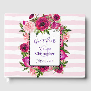 Libro De Visitas Rosa rosa y adormidera Boda para Bouquet Floral