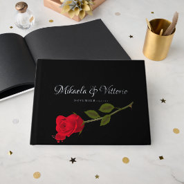 Libro De Visitas Rosa sangriento elegante Boda gótico negro