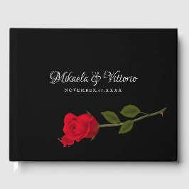 Libro De Visitas Rosa sangriento elegante Boda gótico negro