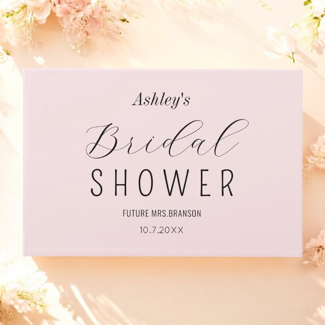 Libro De Visitas Rosa Tímido Elegante Ducha de Novia (Subido por el creador)