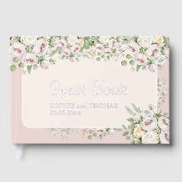 Libro De Visitas Rosa turbio boda de acuarela floral
