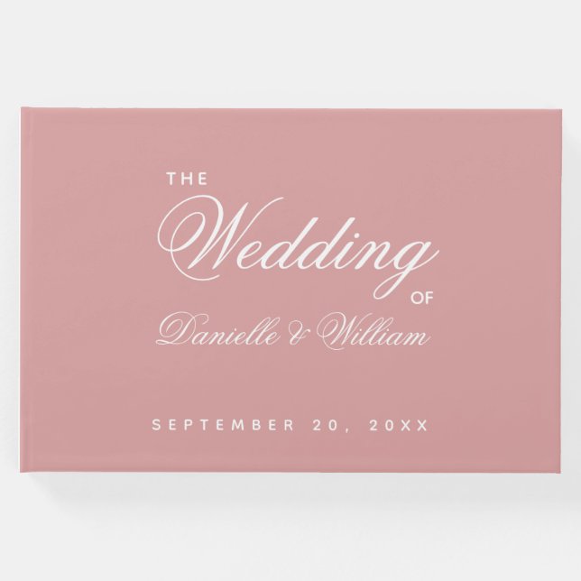 Libro De Visitas Rosa turbio Boda de escritura simple caligrafía ro (Anverso)