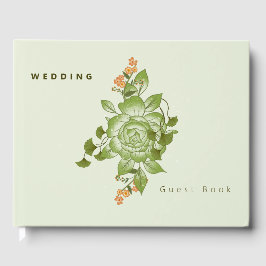 Libro De Visitas Rosa verde Boda floral