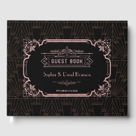 Libro De Visitas Rosa Vintage Gold Art Deco Gran Boda Gatsby