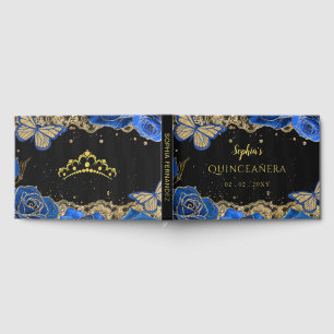 Libro De Visitas Rosas Azules Carne de Carne de Oro Negro Quinceañe