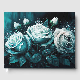 Libro De Visitas Rosas azules y blancas