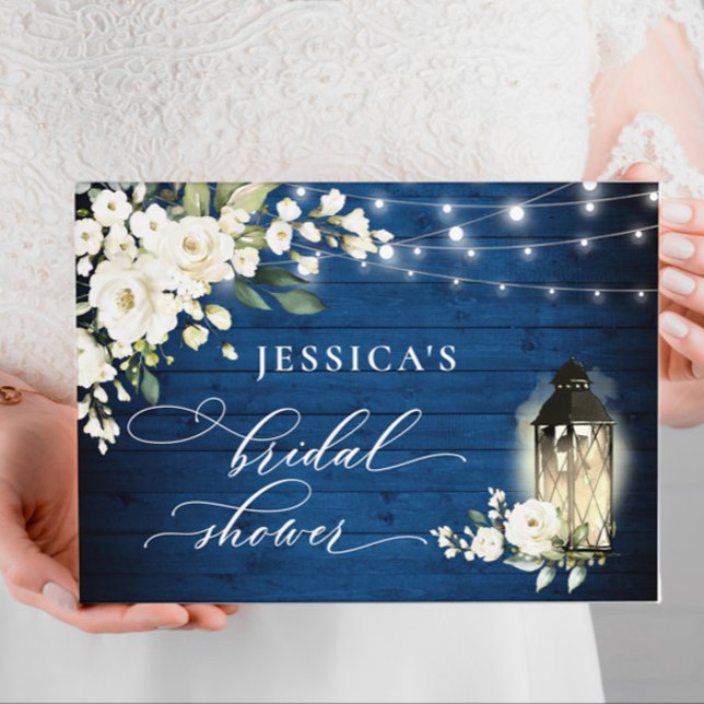 Libro De Visitas Rosas Blancas Linterna de Madera Azul Real Ducha N (Subido por el creador)