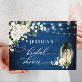 Libro De Visitas Rosas Blancas Linterna de Madera Azul Real Lanza N