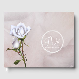 Libro De Visitas Rosas blancas suaves románticas elegantes flores b