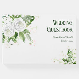 Libro De Visitas Rosas blancas y Boda de aliento del bebé