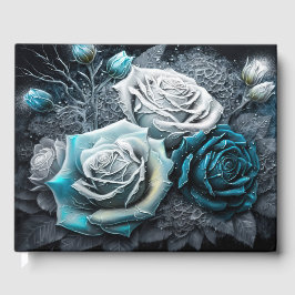 Libro De Visitas Rosas Blue & White Icy Winter