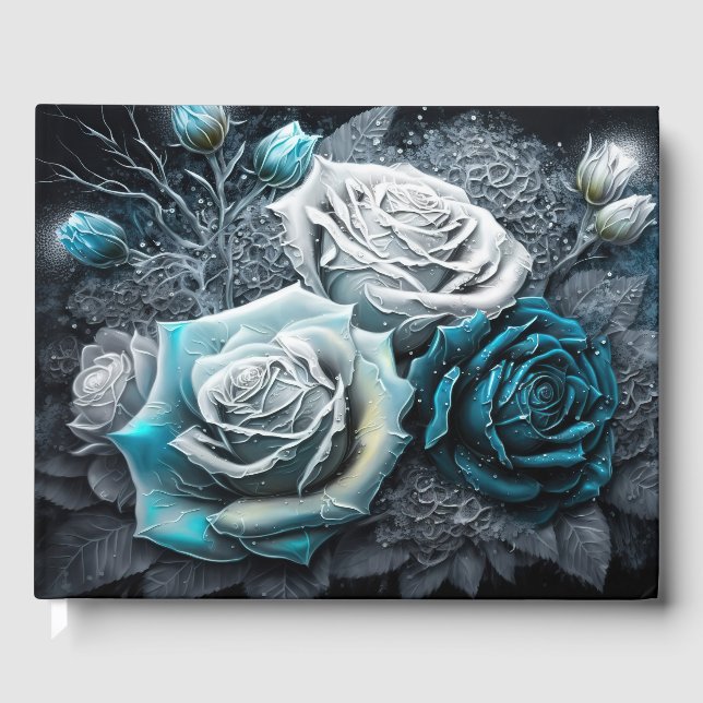 Libro De Visitas Rosas Blue & White Icy Winter (Anverso)