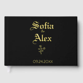 Libro De Visitas Rosas de acuarela gótica boda negro