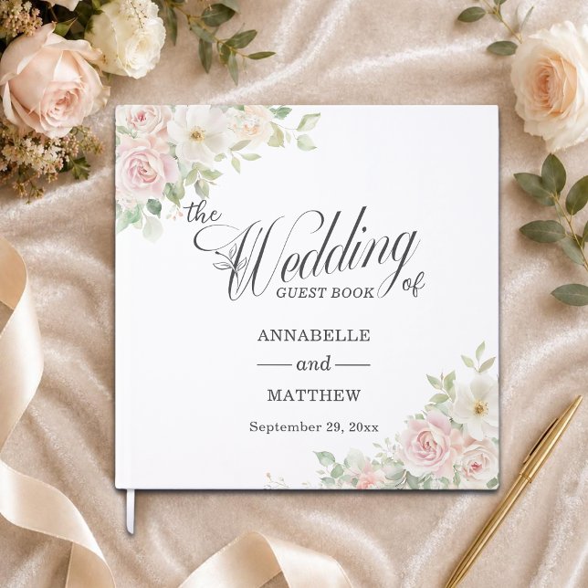 Libro De Visitas Rosas de boda de suave tono rosa elegante (Subido por el creador)