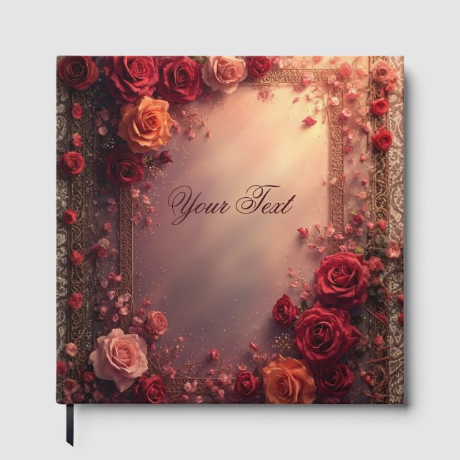 Libro De Visitas Rosas de boda elegantes rojas y rosadas (Anverso)
