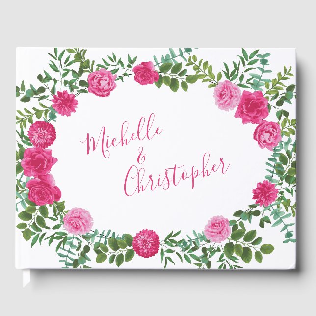 Libro De Visitas Rosas de boda rosadas brillantes y hermosas Floral (Anverso)