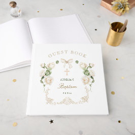Libro De Visitas Rosas de marfil delicadas marco Bautizo