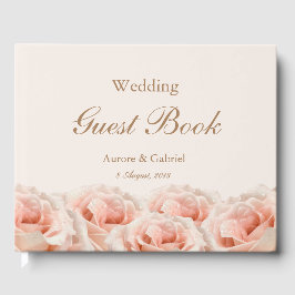 Libro De Visitas Rosas elegantes Rubor Champagne Boda