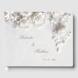 Libro De Visitas Rosas florales blancas en 3D | Boda