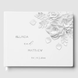 Libro De Visitas Rosas florales blancas en 3D | Boda