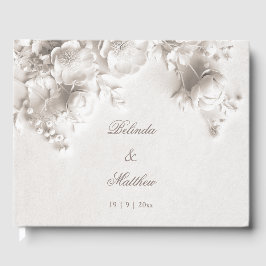 Libro De Visitas Rosas florales blancas en 3D | Boda