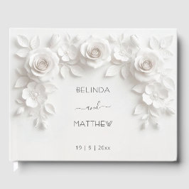 Libro De Visitas Rosas florales blancas en 3D | Boda