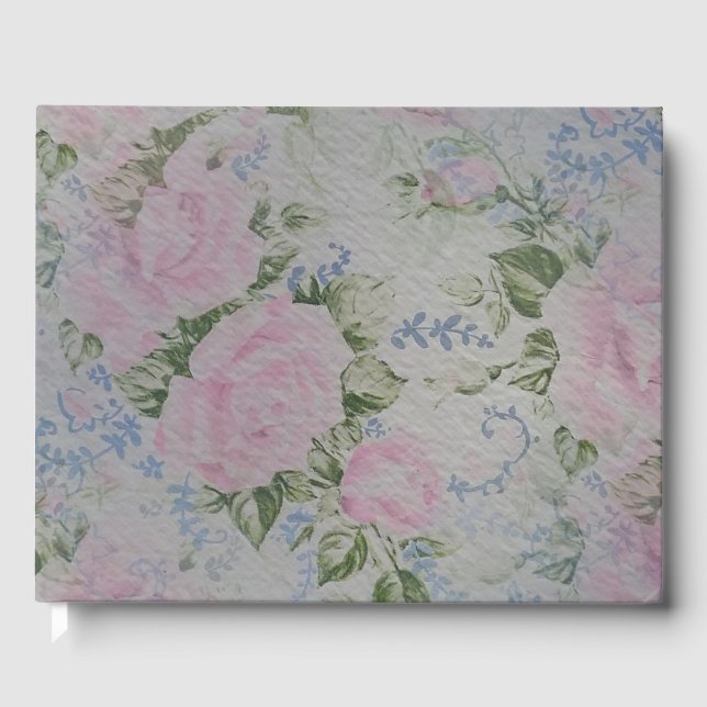 Libro De Visitas Rosas Florales Rosadas Vintage (Anverso)