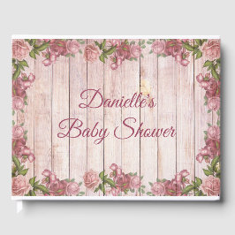 Libro De Visitas Rosas magenta de época con problemas en Baby Showe