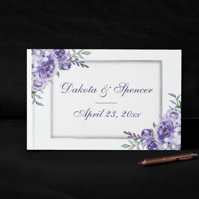Libro De Visitas Rosas morados | Elegante acuarela Floral Boho (Subido por el creador)