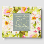 Libro De Visitas Rosas Peonies 80th Birthday Party Guest Book<br><div class="desc">Patrón floral clásico de antiguos rosas silvestres y peonías sobre fondo bistre. Gráficos vintage muy elegantes con textos en forma de cuadrado gris pastel en el libro de invitados de la fiesta de cumpleaños número 80 del personalizable. Puede cambiar fácilmente texto (fuente, tamaño, color y posición) y forma (tamaño y...</div>