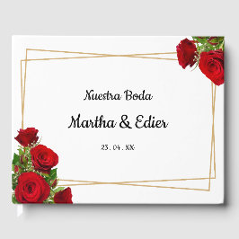 Libro De Visitas Rosas Rojas Elegantes Bodas Tradicionales Española