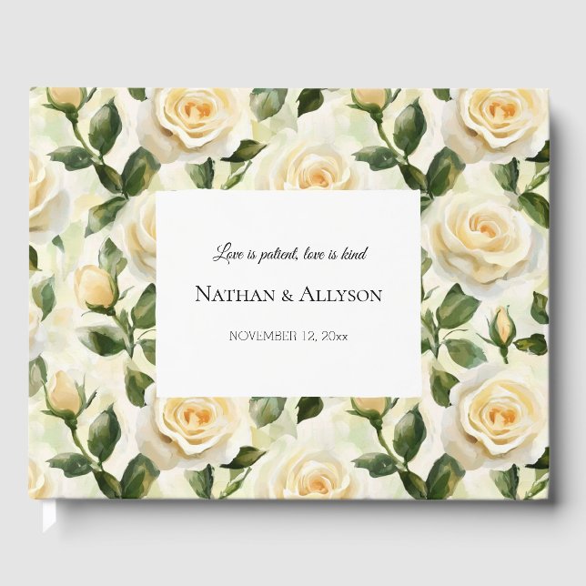 Libro De Visitas Rosas románticos Boda floral (Anverso)