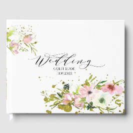 Libro De Visitas Rosas Rubor y blancas con Boda de salpicaduras de 