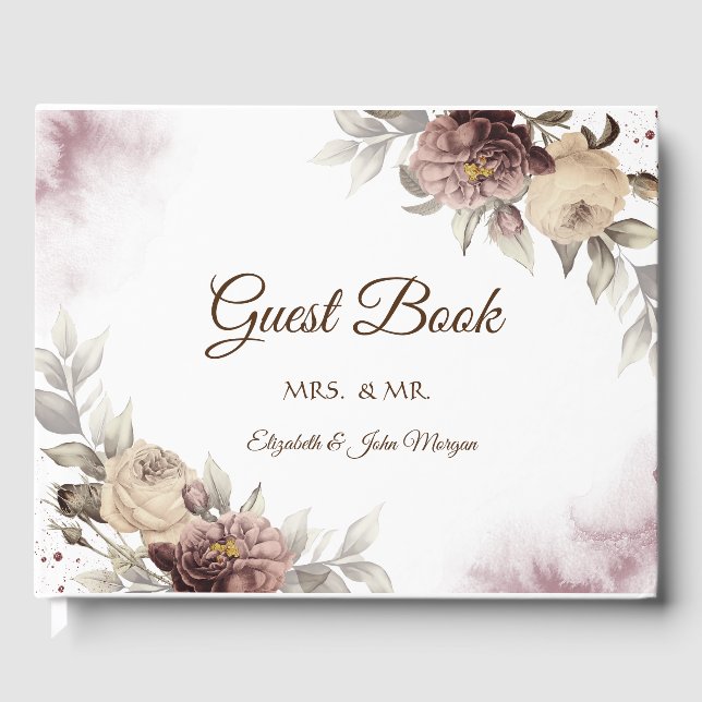 Libro De Visitas Rosas vintage en acuarela (Anverso)