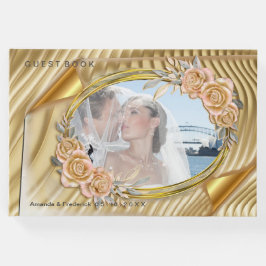 Libro De Visitas Rosas y efecto ripple elegante de oro