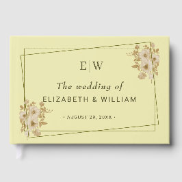 Libro De Visitas Rose Frame – Monogram Celestial Yellow Wedding