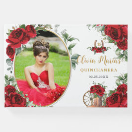 Libro De Visitas Roses Rojas Floral Charro Boots Quinceanera Foto