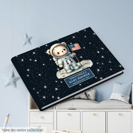 Libro De Visitas Rótulo Baby Shower de astronauta de osito espacial