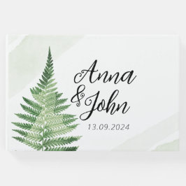 Libro De Visitas Rótulo Boda de Fern Verde minimalista