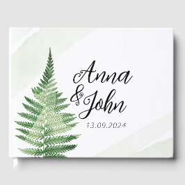 Libro De Visitas Rótulo Boda de Fern Verde minimalista