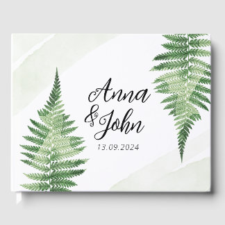 Libro De Visitas Rótulo Boda de Fern Verde minimalista