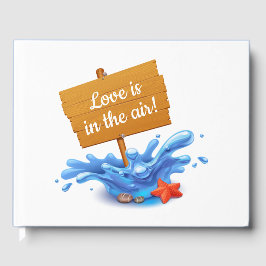 Libro De Visitas Rótulo de playa náutica Boda azul de la marina Ola