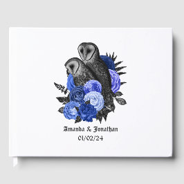 Libro De Visitas Royal Blue Floral Owls Gothic Boda
