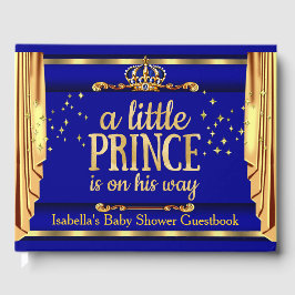 Libro De Visitas Royal Blue Gold Drapes Prince Baby Shower
