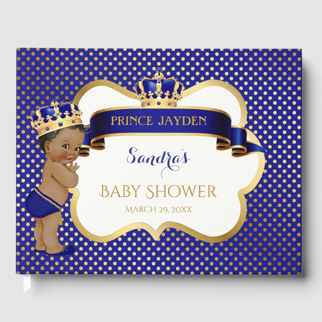 Libro De Visitas Royal Blue Gold Niño Africano Estadounidense (Anverso)